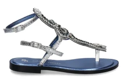 Damen Paola Fiorenza Sandale ARGENTO PITONE BLU SILVER