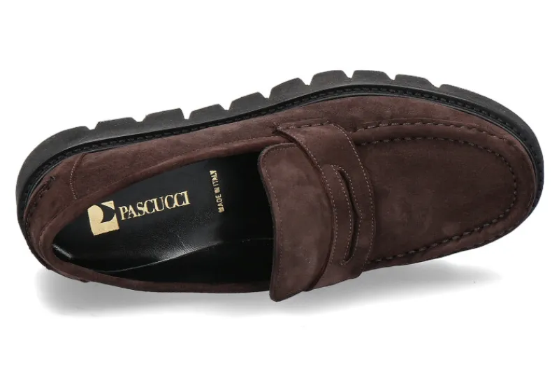 Damen Pascucci Slipper IDA CAMOSCIO- moro/ dunkelbraun