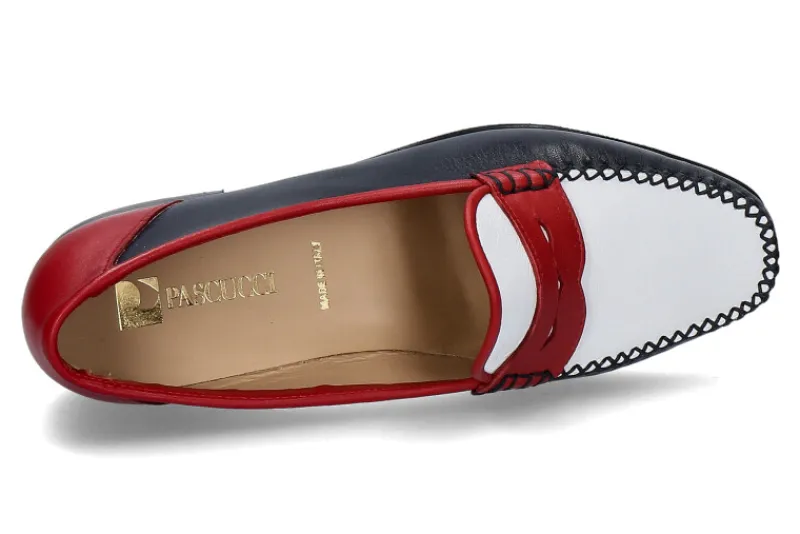 Damen Pascucci Slipper NAPPA BLU BIANCO ROSSO (40)