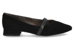 Damen Paul Green Ballerina SAMTZIEGE- schwarz