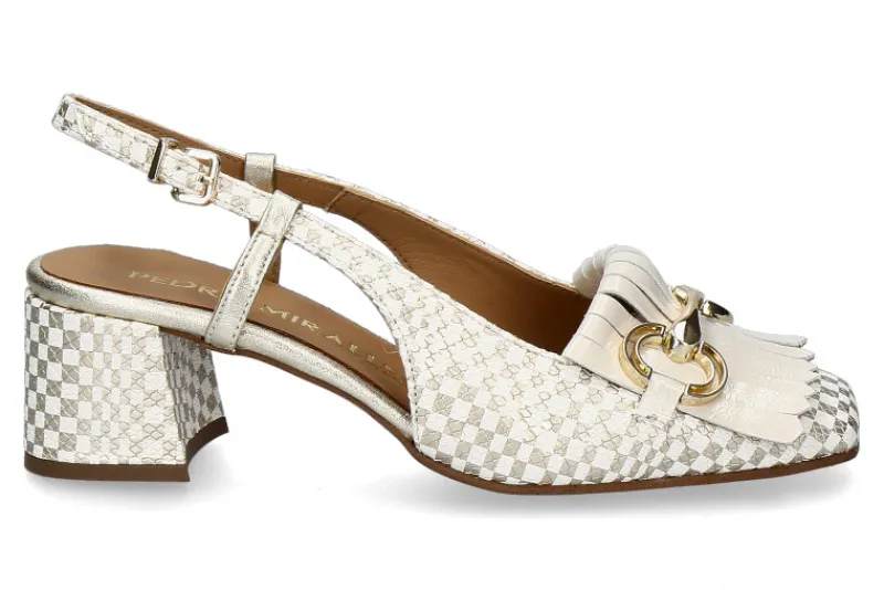 Damen Pedro Miralles Slingpumps PYTON SQUARE- blanco/platino