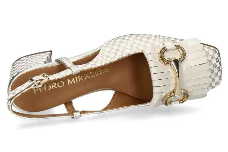 Damen Pedro Miralles Slingpumps PYTON SQUARE- blanco/platino
