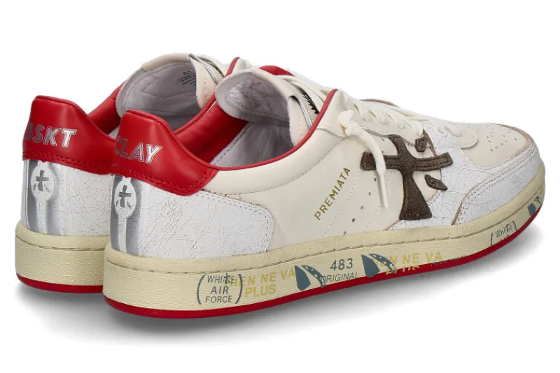 Herren Premiata Herren- Sneaker BSKT CLAY 6777- off white/red