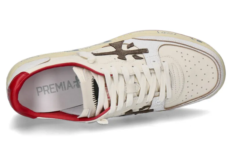 Herren Premiata Herren- Sneaker BSKT CLAY 6777- off white/red