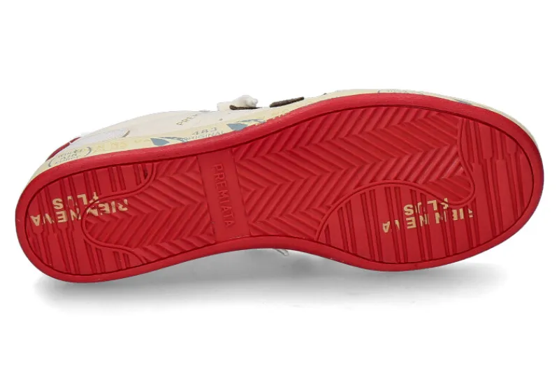 Herren Premiata Herren- Sneaker BSKT CLAY 6777- off white/red