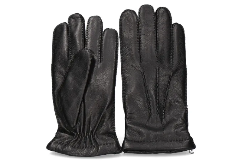 Damen Restelli Herren- Handschuhe NERO HAVANA- Hirschleder/ schwarz