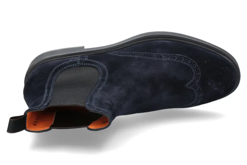 Herren Santoni Chelsea Boot VELOUR BLU