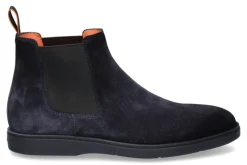 Herren Santoni Chelsea Boots VELOURS NAVY- dunkelblau