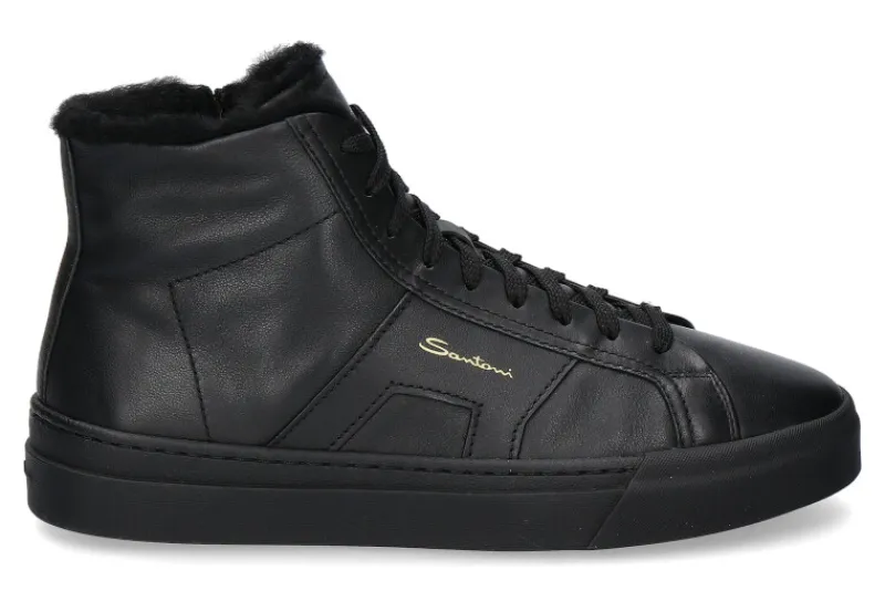 Herren Santoni Herren-Sneaker gefüttert DOUBLE BUCKLE NERO- schwarz