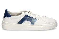 Herren Santoni Herren-Sneaker GLORIA DOUBLE BUCKLE- weiss/ blau