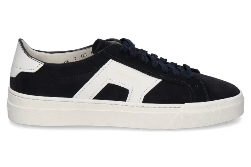 Herren Santoni Herren-Sneaker GLORIA DOUBLE BUCKLE- blau/ weiss