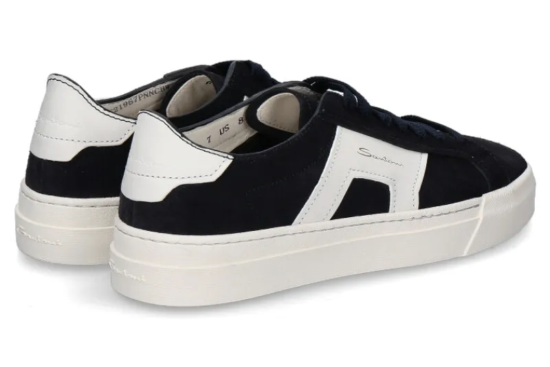 Herren Santoni Herren-Sneaker GLORIA DOUBLE BUCKLE- blau/ weiss