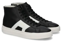 Herren Santoni Mid- Cut Sneaker DOUBLE BUCKLE BLACK WHT- schwarz