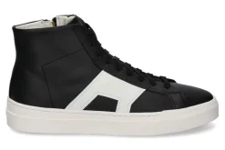 Herren Santoni Mid- Cut Sneaker DOUBLE BUCKLE BLACK WHT- schwarz