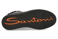 Herren Santoni Mid- Cut Sneaker gefüttert DOUBLE BUCKLE BROWN- dunkelbraun