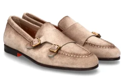 Herren Santoni Monk CARLOS VELOURS- beige/ braun