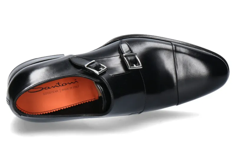 Herren Santoni Monk LEATHER BLACK