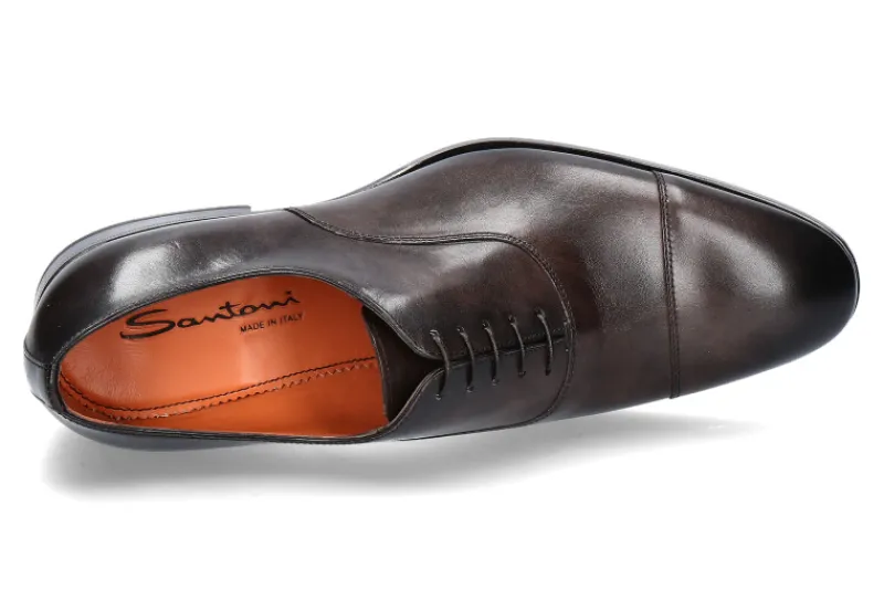 Herren Santoni Schnürer LEATHER DARK BROWN
