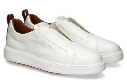 Herren Santoni Slip-On Sneaker CLEANIC NAPPA- white
