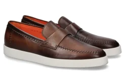 Herren Santoni Slipper LEAHTER BROWN