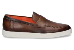 Herren Santoni Slipper LEAHTER BROWN