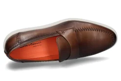 Herren Santoni Slipper LEAHTER BROWN