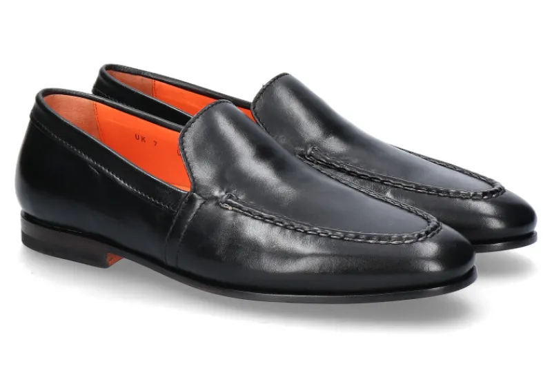 Herren Santoni Slipper LEATHER BLACK NAPPA