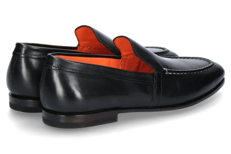 Herren Santoni Slipper LEATHER BLACK NAPPA