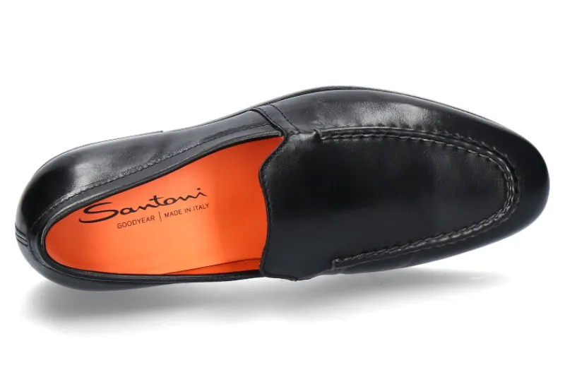 Herren Santoni Slipper LEATHER BLACK NAPPA