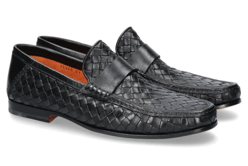 Herren Santoni Slipper LEATHER BLACK (42½)