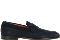 Herren Santoni Slipper VELOUR BLU