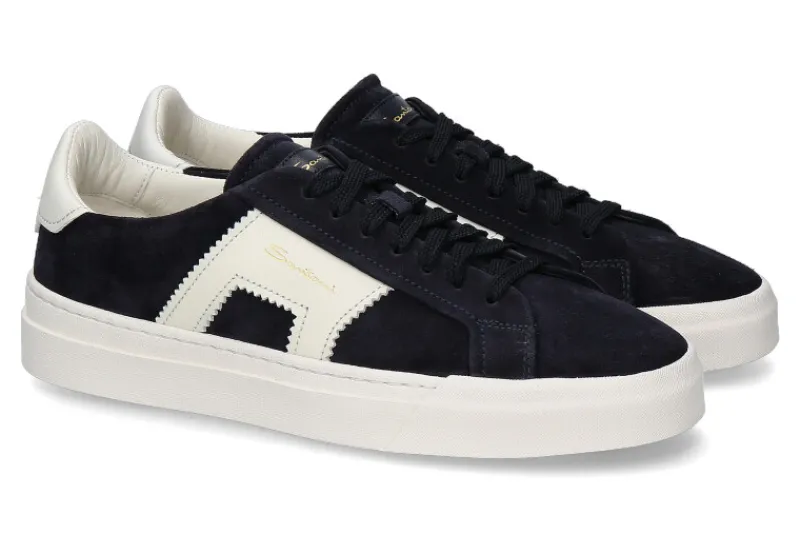 Herren Santoni Sneaker DOUBLE BUCKLE- blau/ weiss