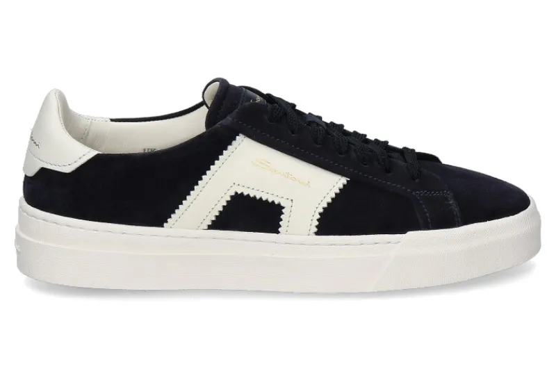 Herren Santoni Sneaker DOUBLE BUCKLE- blau/ weiss