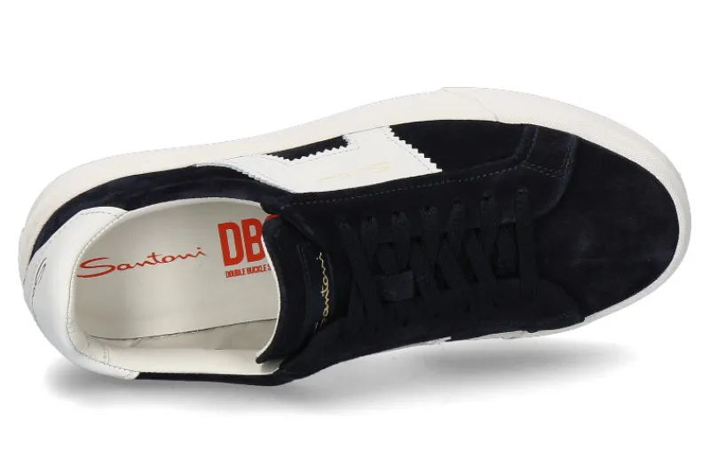 Herren Santoni Sneaker DOUBLE BUCKLE- blau/ weiss