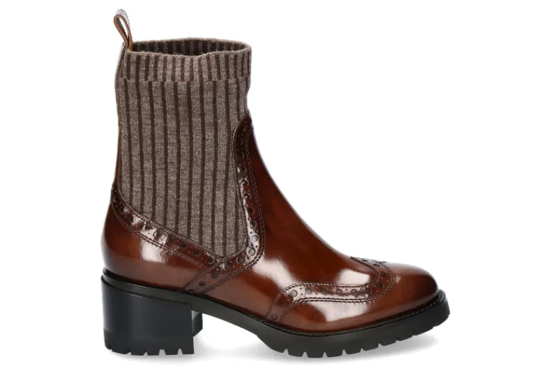 Damen Santoni Stiefelette STRICK MORO- braun