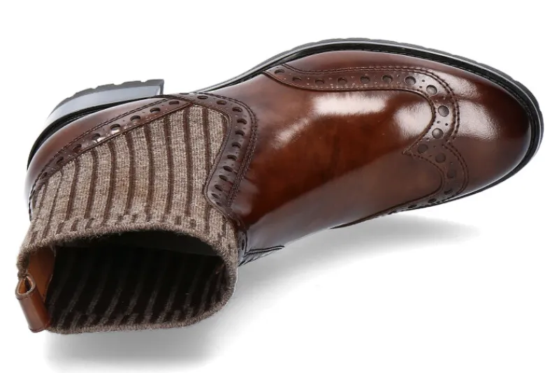 Damen Santoni Stiefelette STRICK MORO- braun