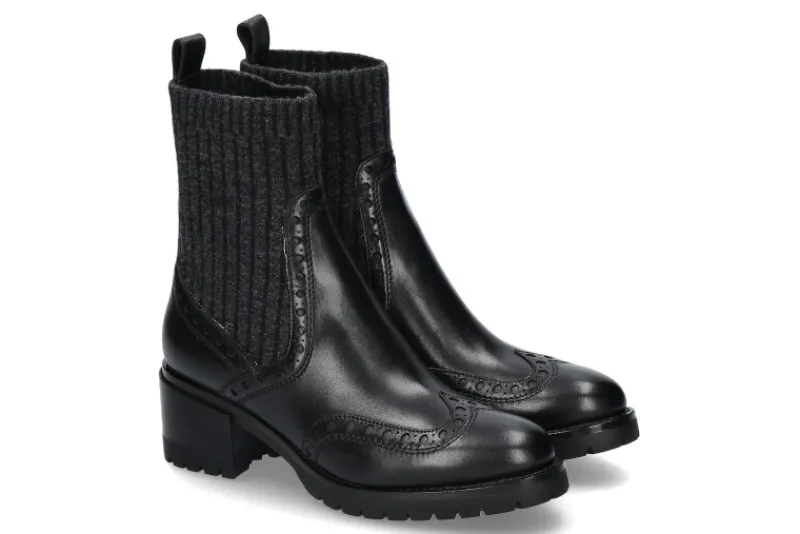 Damen Santoni Stiefelette STRICK BLACK- schwarz