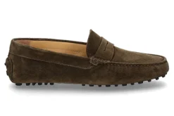 Herren ScarpaRossa Herren- Mokassin VELOUR- taupe/dunkelgrün