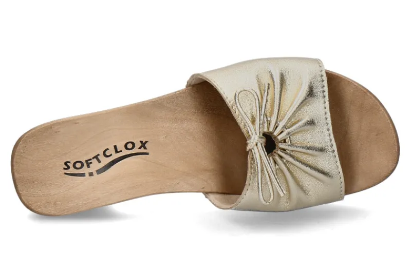 Damen Softclox Pantolette KIRSTEN SHINY SOFTNAPPA- gold