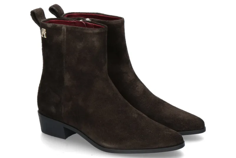 Damen Tommy Hilfiger Damen- Stiefelette COWBOY FLAT SUEDE- dark coffee/braun