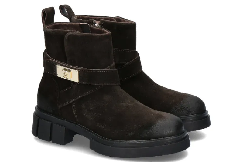 Damen Tommy Hilfiger Damen- Stiefelette BIKER BRUSHED SUEDE- dark coffee/dunkelbraun