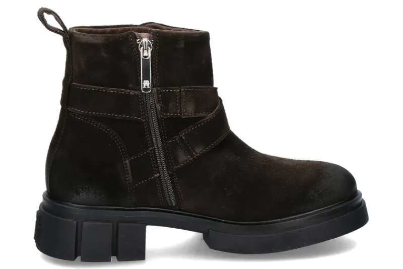 Damen Tommy Hilfiger Damen- Stiefelette BIKER BRUSHED SUEDE- dark coffee/dunkelbraun
