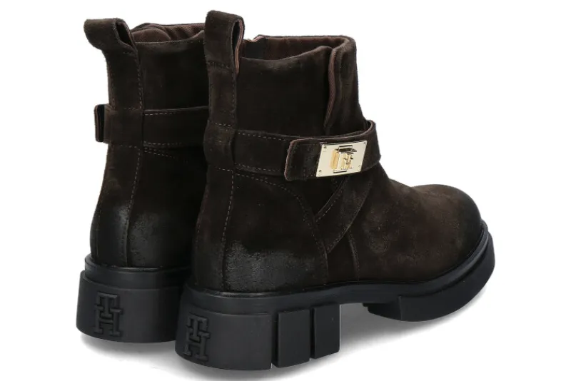 Damen Tommy Hilfiger Damen- Stiefelette BIKER BRUSHED SUEDE- dark coffee/dunkelbraun