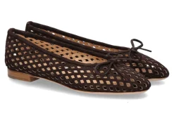Damen Unützer Ballerina CAMOSCIO PERFORATO- chocolate
