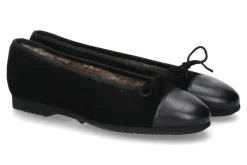 Damen Unützer Ballerina gefüttert CAMOSCIO NERO NAPPA NERA