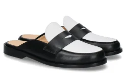 Damen Unützer Mules Vitello schwarz weiss