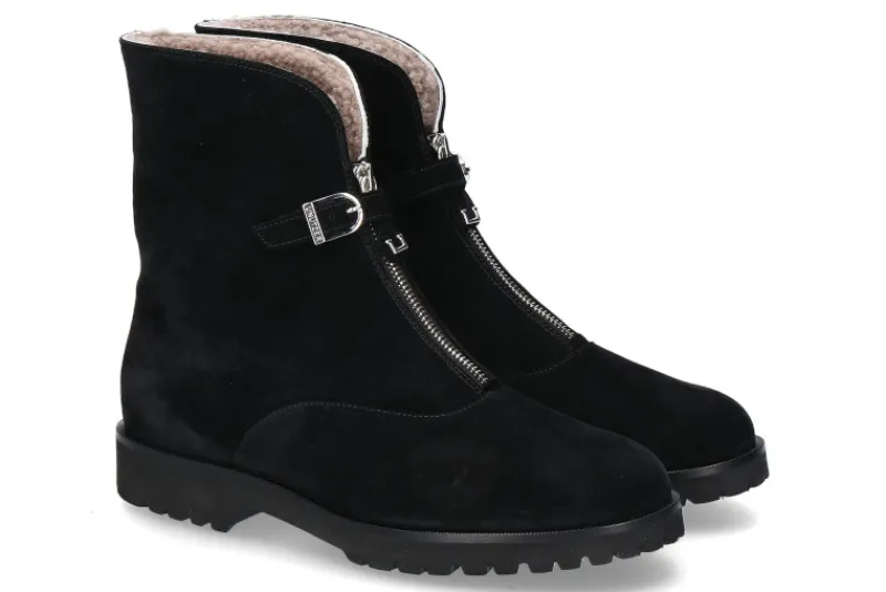 Damen Unützer Stiefelette gefüttert CAMOSCIO NERO