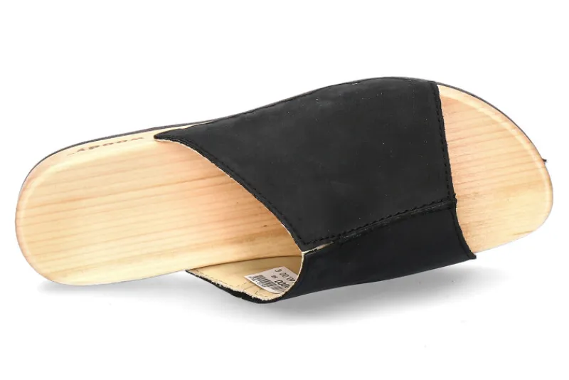 Damen woody Holzpantolette ANJA NAPPA NERO