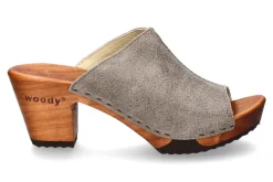 Damen woody Holzpantolette ELLY VELOUR SAND