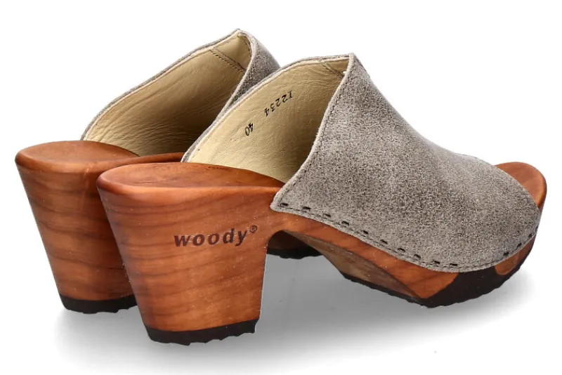 Damen woody Holzpantolette ELLY VELOUR SAND